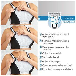 Set of 3! 32DD Glamorise SPORT Bra (DOUBLE-LAYER) Wicking (UNDERWIRED) WHITE NEW